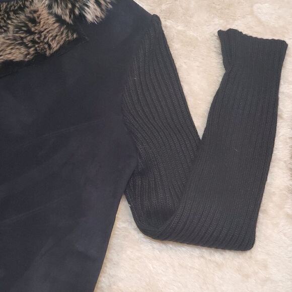 Montanaco Black Suede and Faux Fur Jacket, Size X-Small - Picture 10 of 10